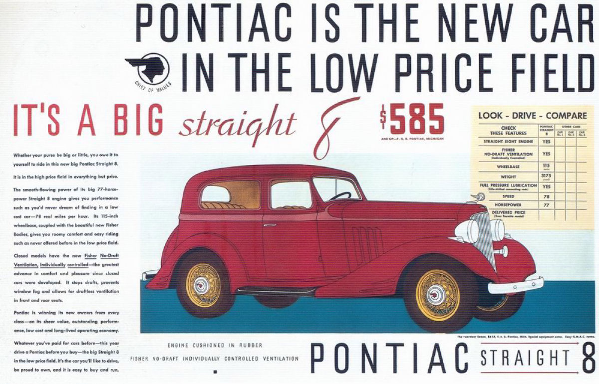 1933 Pontiac Auto Advertising